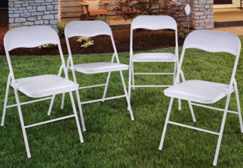 White Folding Chairs with Cushions